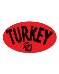 Turkey Fluorescent Red Deli Label | .875"X1.5" Oval 750/Roll