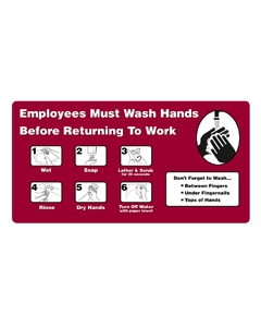 Employees Must Wash Hands Sticker | 3"X6" | 10/Pack