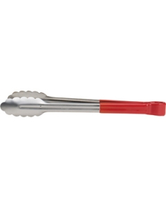 Red 9.5" Stainless Scalloped-Edge tongs