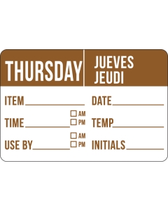 Thu/Juev Item Date Time Label | 2"X3" Ultra Removable | 500/Roll