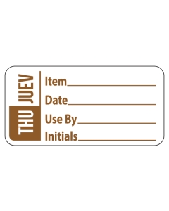 Thu/Juev Item Date Use-By Label | 1"X2" Ultra Removable | 500/Roll