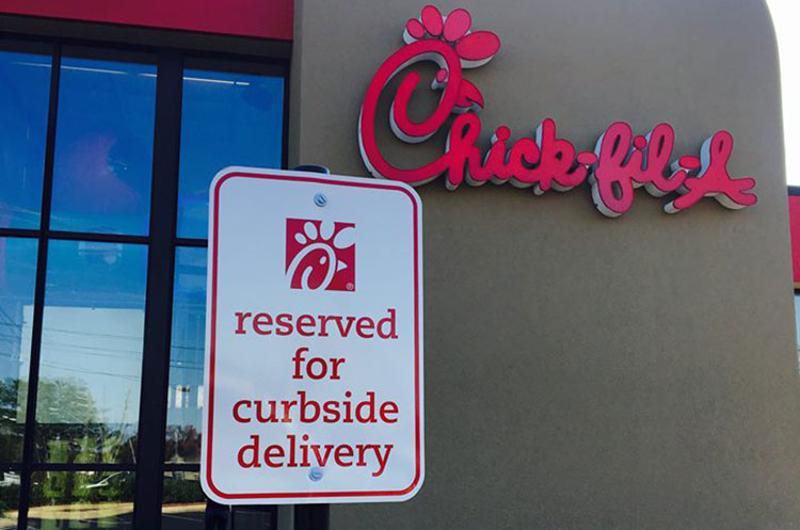 Curbside pickup signage example - Chick-fil-a